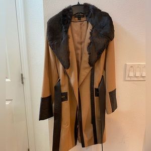 Via Spiga Faux Fur and leather coat (new without tag)
